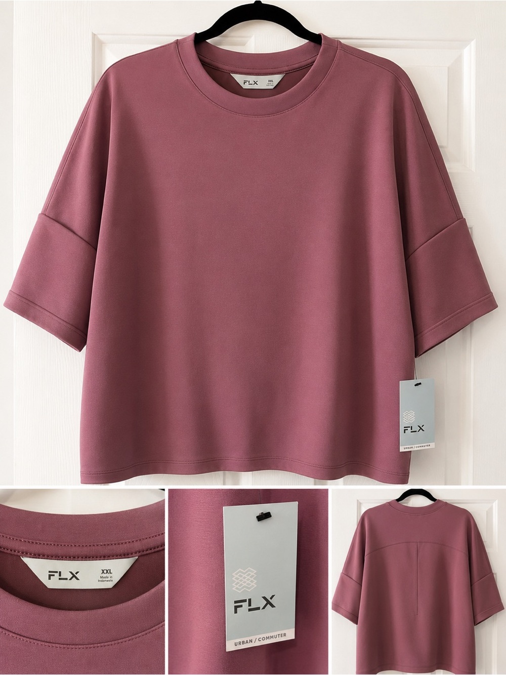 FLX Women's Boxy Crewneck Top in Mauve